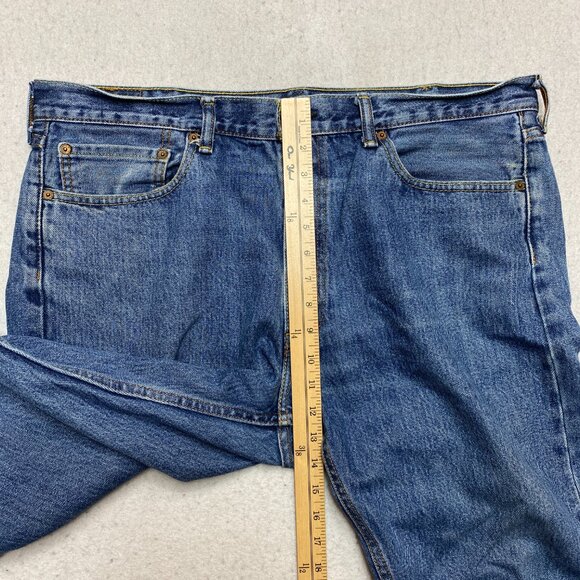 Levis 505 Jeans Mens 38 Blue Denim Straight Leg Medium Washed - Picture 6 of 11